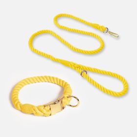coWeaving Gradient Colored Cotton Rope Pet Collar (Option: Lemon yellow-S)