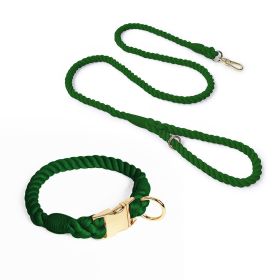 coWeaving Gradient Colored Cotton Rope Pet Collar (Option: Blackish green-S)