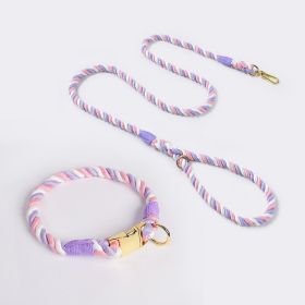 coWeaving Gradient Colored Cotton Rope Pet Collar (Option: Purple white-XL)