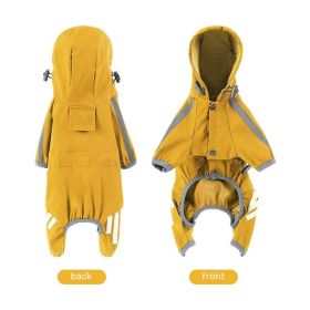 Big Dog Raincoat Cape-style Reflective Stripe Pet (Option: Yellow-XL)