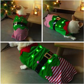 Christmas Dog Clothes Green Elf Pet Clothes (Option: Green With Light-S)