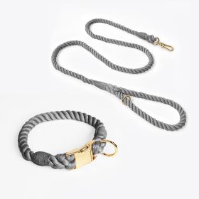 coWeaving Gradient Colored Cotton Rope Pet Collar (Option: Dark Grey-L)
