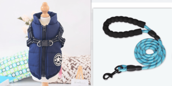 Waterproof Dog Clothes Winter Dog Coat With Harness Warm Pet Clothing Big Dog Jacket Chihuahua Labrador Coat Costume (Option: Blue-5XL)