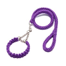 Eight-strand nylon braided dog collar leash dog chain impact blasting chain pet leash (colour: purple)