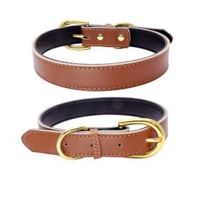 Genuine Leather Dog Collar; Wide Dog Collar; Soft Padded Breathable Adjustable Tactical Waterproof Pet Collar (colour: Brown)