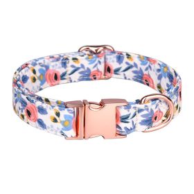 Sunflower pet collar cotton breathable dog collar pet supplies wholesale (colour: Floral blue)