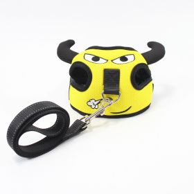 dog harness set; with leas frog leash pet mesh breathable small dog chest back retractable dog leash pet harness (colour: Calf+traction rope)