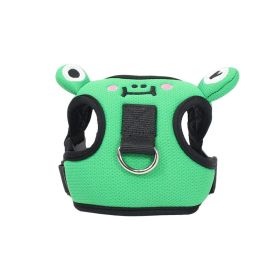 dog harness set; with leas frog leash pet mesh breathable small dog chest back retractable dog leash pet harness (colour: Green frog)