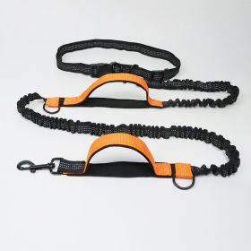 Hands Free Dog Leash for Medium and Large Dogs - Durable Dual Handle Waist Leash with Reflective Bungee for Running; Walking; Training; Hiking (colour: Orange -4211)