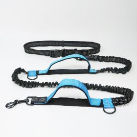 Hands Free Dog Leash for Medium and Large Dogs - Durable Dual Handle Waist Leash with Reflective Bungee for Running; Walking; Training; Hiking (colour: blue-4211)