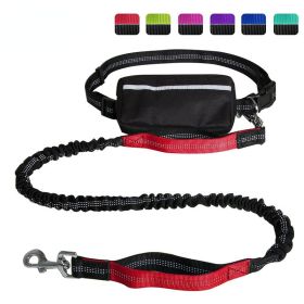 Hands Free Dog Leash with Zipper Pouch; Dual Padded Handles and Durable Bungee for Walking; Jogging and Running Your Dog (colour: Red suit)