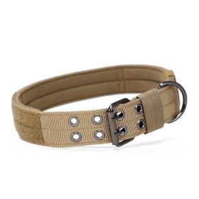 Super strong large dog collar with D-Ring & Buckle Collars Medium sized dog Golden haired horse dog Fierce dog collar (colour: Muddy color)