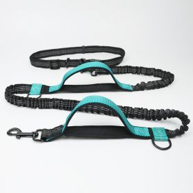 Hands Free Dog Leash for Medium and Large Dogs - Durable Dual Handle Waist Leash with Reflective Bungee for Running; Walking; Training; Hiking (colour: Aqua green-4211)