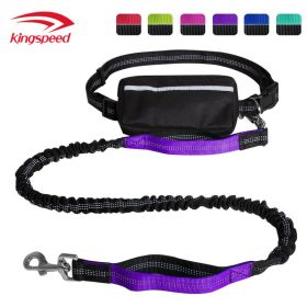 Hands Free Dog Leash with Zipper Pouch; Dual Padded Handles and Durable Bungee for Walking; Jogging and Running Your Dog (colour: Purple suit)