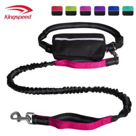 Hands Free Dog Leash with Zipper Pouch; Dual Padded Handles and Durable Bungee for Walking; Jogging and Running Your Dog (colour: Rose red suit)