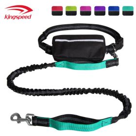 Hands Free Dog Leash with Zipper Pouch; Dual Padded Handles and Durable Bungee for Walking; Jogging and Running Your Dog (colour: Aqua suit)