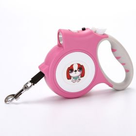 Retractable Dog Leash with Anti-Slip Handle for small medium dog; 16.4ft Dog Walking Leash for Small Medium Dogs up to 55lbs (colour: pink)