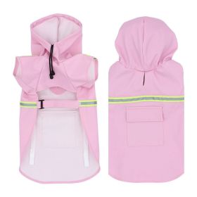 Pet raincoat for large and small dog; PU waterproof big dog raincoat; outdoor reflective dog raincoat (colour: pink)