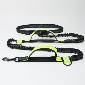 Hands Free Dog Leash for Medium and Large Dogs - Durable Dual Handle Waist Leash with Reflective Bungee for Running; Walking; Training; Hiking (colour: green-4211)