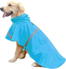 Dog Raincoats for Large Dogs with Reflective Strip Hoodie; Rain Poncho Jacket for Dogs (Color: C3-Lake Blue)