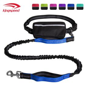 Hands Free Dog Leash with Zipper Pouch; Dual Padded Handles and Durable Bungee for Walking; Jogging and Running Your Dog (colour: Blue suit)