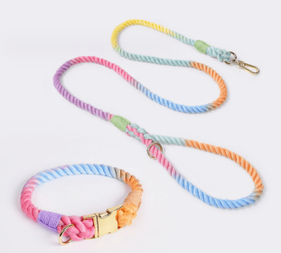 coWeaving Gradient Colored Cotton Rope Pet Collar (Option: Makaron-L)
