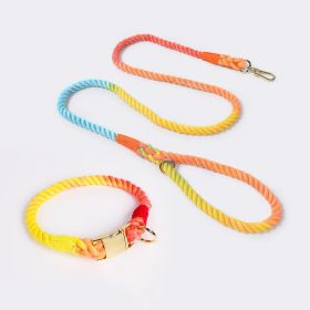 coWeaving Gradient Colored Cotton Rope Pet Collar (Option: Rainbow-M)