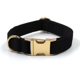 Black Velvet Gold Buckle Pet Collar Traction Rope Bow Poop Bag Four-piece (Option: Coil-L)