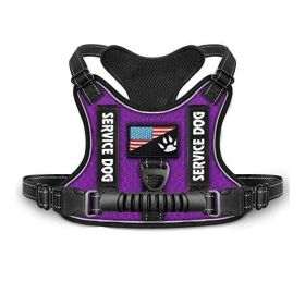 Shock Absorption Comfortable Night Vision Reflective Pet Harness Dog Vest Traction Chest Strap (Option: Purple-L)